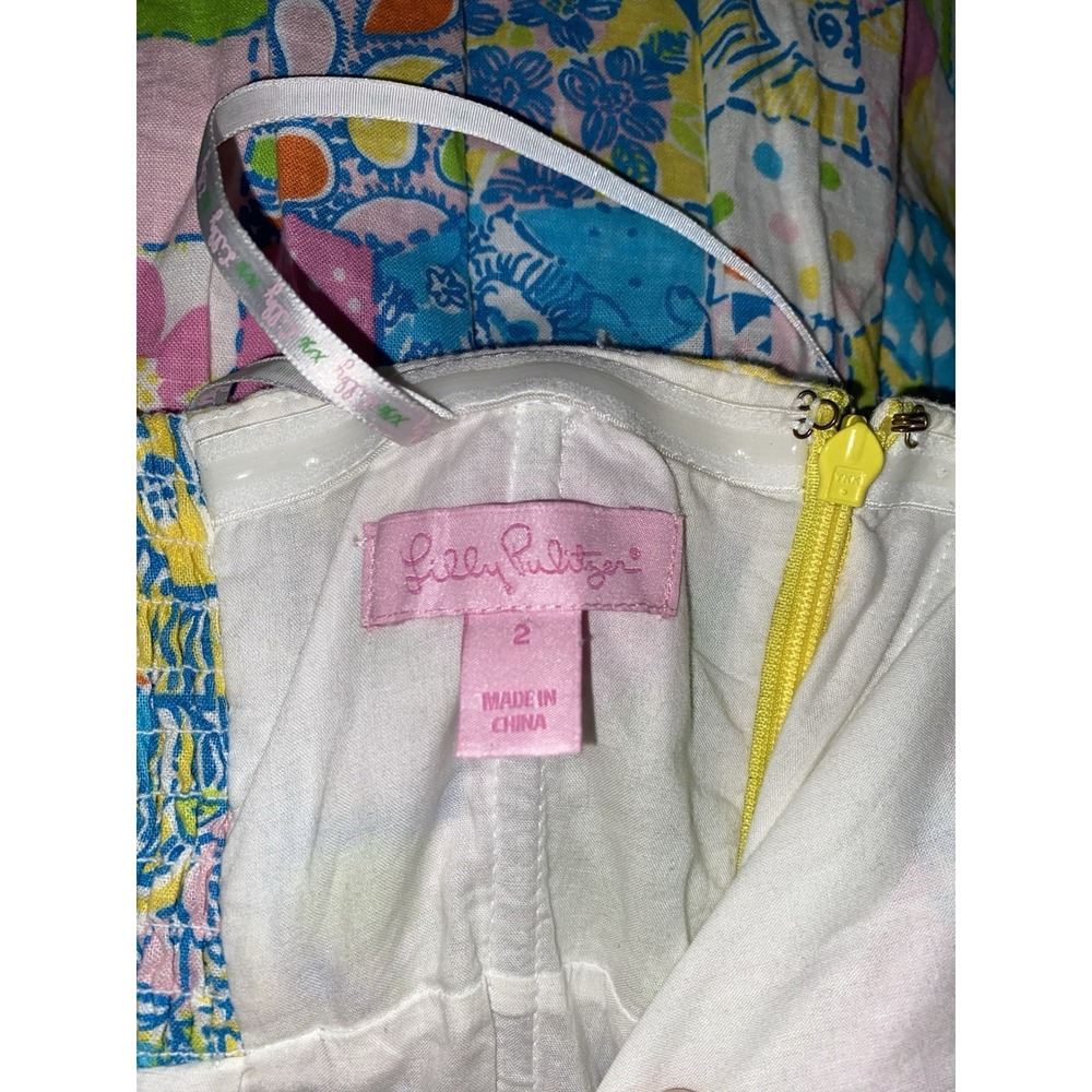 Women Lilly Pulitzer Patchwork Strapless Summer Dress Size 2 - Picture 3 of 3